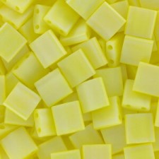 Miyuki tila 5x5mm beads - Opaque yellow matted ab TL-404FR